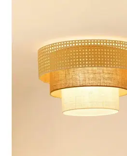 Svietidlá BRILAGI-Stropné svietidlo CEDAR LUNETA 1xE27/15W/230V pr. 45 ratan/hnedá/krémová 607926