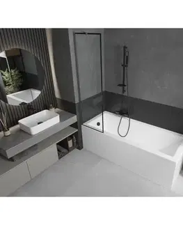 Sprchové dvere MEXEN/S - Next vaňová zástena FIX 50 x 150, čierna vzor, grafit metal 895-050-000-00-70-95