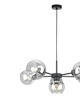 Svietidlá Keter Lighting Luster na lanku KALIOPE 6xE27/60W/230V čierna/číra 2921