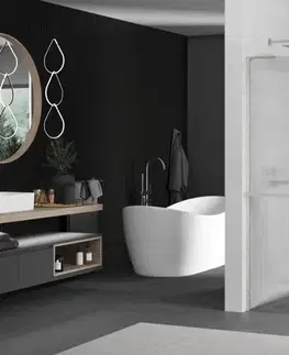 Sprchové dvere MEXEN/S - Kioto+ L Sprchová zástena WALK-IN s poličkou a držiakom uterákov 70 x 200, prúžky, nikel kartáčovaná 800-070-123-97-09