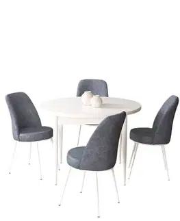 Jedálenské sety Dining Table & Chairs Set (5 Pieces) Tor - White, Fume