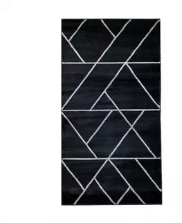 Moderné koberce Koberec Frisee Diamond 0,8/1,5 B0052 čierna/strieborný