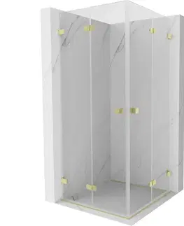 Sprchovacie kúty MEXEN/S - Lunar-F Duo sprchovací kút skladacie dvere 100 x 100, transparent, zlato kartáčovaná 836-100L-100P-55-00