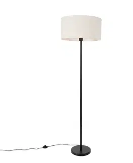 Stojace lampy Stojaca lampa čierna so svetlosivým tienidlom 50 cm - Simplo