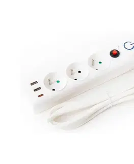 Predlžovacie káble  Predlžovací kábel 3Z Typ E + 2xUSB-A + 1xUSB-C, 1,5 m s vypínačom FL3F15WUSB