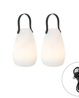 Lampy Sada 2 stolových lamp bielych RGBW nabíjateľných IP54 - Pion