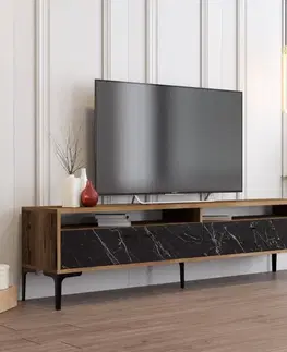 TV stolíky TV stolík Istanbul 2 - Walnut Black Marble