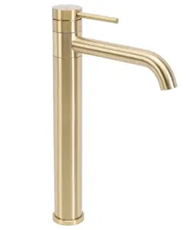 Kúpeľňové batérie REA - Umývadlová vysoká batéria LUNGIS - Brush Gold Super vysoká REA-B6101
