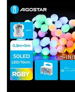 LED osvetlenie  B.V.  - LED vonkajšia vianočná svetelná reťaz 50xLED/3xAA/8 režimov 5,3 m IP44 viacfarebná B10303K4M