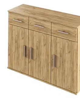 Komody KONDELA Resita Typ 3 trojdverová komoda so zásuvkami dub artisan