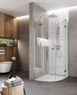 Sprchovacie kúty Mereo Sprchovací kút, Novea, štvrťkruh, R 550, pántový, 90x90 cm, chróm ALU, sklo Číre CK70101Z