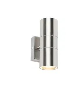 Vonkajšie nástenné svietidlá Vonkajšia nástenná lampa oceľová 2-svetlá IP44 - Duo