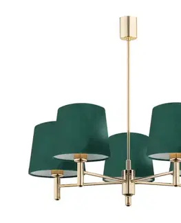 Svietidlá Argon 2145 - Luster na tyči PONTE 5xE27/15W/230V zelená/mosadz 2145