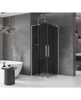 Sprchovacie kúty MEXEN/S - Velar L Duo sprchovací kút, posuvné dvere 80 x 80, grafit, chróm 871-080-080-02-43-01