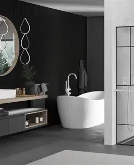 Sprchové dvere MEXEN/S - Kioto+ Sprchová zástena WALK-IN s poličkou a držiakom uterákov 70 x 200, čierny vzor, biela 800-070-121-20-78