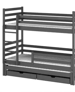 Postele so zásuvkami Poschodová posteľ Luk 90x200 graphite