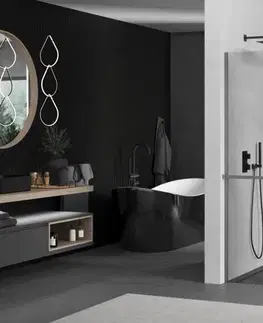 Sprchové dvere MEXEN/S - Kioto+ Sprchová zástena s poličkou WALK-IN 70 x 200, transparent, grafit kartáčovaná 800-070-121-66-00