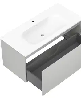 Kúpeľňový nábytok MEXEN/S - Orio kúpeľňová skrinka 100 cm s umývadlom Vela, 1 šuplík, sivá mat/biela mat 91A10-10047-1-BF62-W23M01