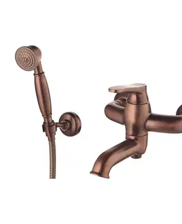 Kúpeľňové batérie OMNIRES - ART DECO vaňová batéria so sprchovou súpravou, meď kartáčovaná AD5131ORB