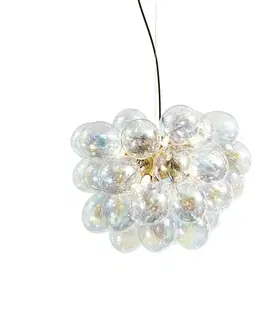 Závesné svietidlá Art Deco závesná lampa zlatá s dúhovým sklom 50cm 8-svetiel - Uvas