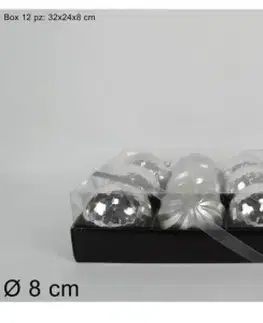Vianočné ozdoby MAKRO - Gule vianočné strieborné 8cm, balenie 12ks