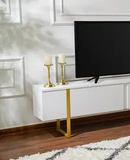 TV stolíky FASE TV stolík na nožičkách, biela / zlatá