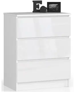 Komody a skrinky Moderná komoda SILVIA60, biely lesk