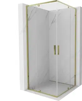 Sprchovacie kúty MEXEN - Exo štvorcový krídlový sprchovací kút 100 x 100, transparent, zlato 8110-100-100-50-00