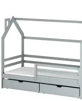 Detské postele Posteľ Domček Lila 90x200 sivá