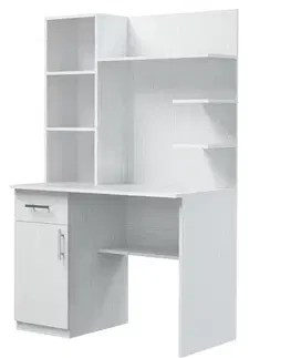 Písacie stoly JONAS PC stolík E6-biele drevo-ľavý