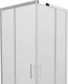 Vane MEXEN/S - Rio štvorcový sprchovací kút 80 x 80, mráz, chróm + vanička so sifónom Flat, čierny 860-080-080-01-30-4070