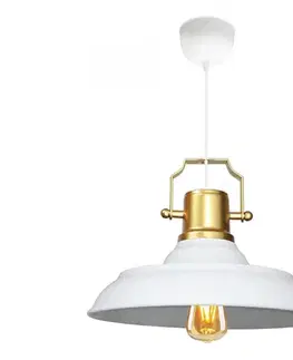 Svietidlá  Luster na lanku AYD 1xE27/40W/230V biela+/zlatá 780SGN4608