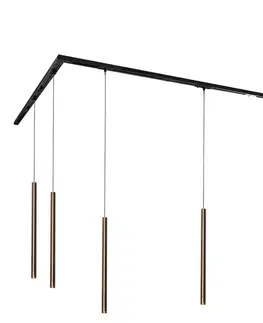 Koľajnicové svetelné systémy Moderný koľajnicový systém s 5 závesnými svietidlami tmavý bronz 1-fázový - Iconic Frini