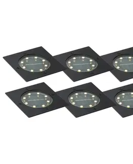 Solárne svietidlá Sada 6 zemných bodových svetiel čierna štvorcová vrátane LED IP65 solárne - Terry
