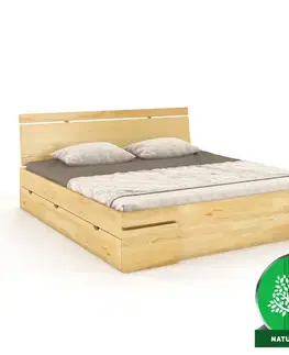 Dvojlôžkové postele Posteľ borovicová Skandica Sparta maxi+zásuvka 160X200 prírodná