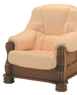 Sedacie súpravy PYKA Adam kožená sedacia súprava drevo D3 / svetlomarhuľová (Rose white)