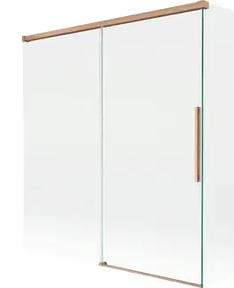 Sprchové dvere MEXEN/S - Rox L vaňová zástena 2-krídlová posuvná 150 + 70 x 150, transparent, meď kartáčovaná 8C9L-150-070-65-00