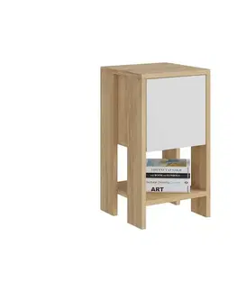 Nočné stolíky Nočný stolík Ema - Sapphire Oak, White