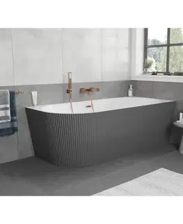 Vane MEXEN/S - Silo voľne stojaca rohová vaňa pravá reliéf 170 x 80, biela/sivá, sifón a prepad meď kartáčovaná 52891708062P-65