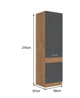 Kuchynské dolné skrinky KONDELA Vega 60 DK-210 2F potravinová skriňa dub lancelot / sivá matná