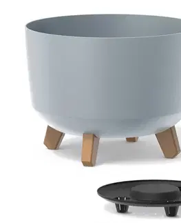 Kvetináče a truhlíky NABBI DGRL300 plastový kvetináč na nožičkách 29 cm svetlosivá