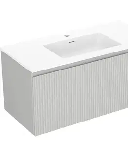 Kúpeľňový nábytok MEXEN/S - Rivel kúpeľňová skrinka 100 cm s umývadlom Otis, 1 šuplík, reliéf, šedá mat/biela mat 91A20-10047-1-BF62-W18M01