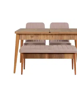 Jedálenské sety Jedálenský set s rozkladacím stolom a stoličkami (4 kusy) Vina 0900 - Walnut Stone