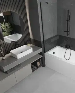 Sprchové dvere MEXEN/S - Next vaňová zástena FIX 70x150, transparent, čierna 895-070-000-00-00-70