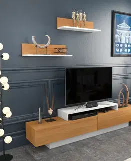 Obývacie steny TV skrinka / Obývacia stena Lusi - White, Teak