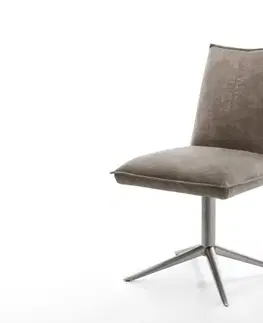 Jedálenské stoličky DELIFE Otočná jedálenská stolička Lelio-Flex mikrovlákno taupe vintage podstava grafit 360° otočná hojdacia funkcia vrecková pružina