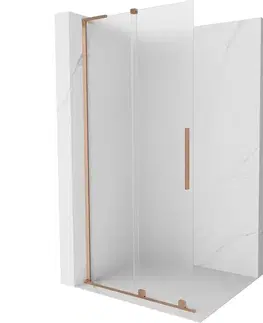 Sprchové dvere MEXEN/S - Velar L Sprchová zástena posuvná Walk-in 90 x 200, dekor 8 mm, meď kartáčovaná 871-090-003-33-65