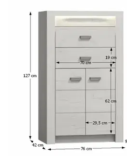 Komody KONDELA Infinity 6 dvojdverová komoda jaseň biely