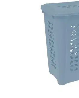 Koše na bielizeň Kinekus Kôš na špinavé prádlo plastový, 60l, 45x34x60cm, HAMPER severská modrá