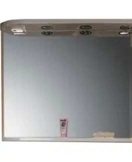 Kúpeľňové zrkadlá RAVAK - Praktik Zrkadlo s poličkou, integrovanými svetlami a zásuvkou M 780, 780 x 160 x 680 mm, zrkadlo pravé, breza / biela X000000161